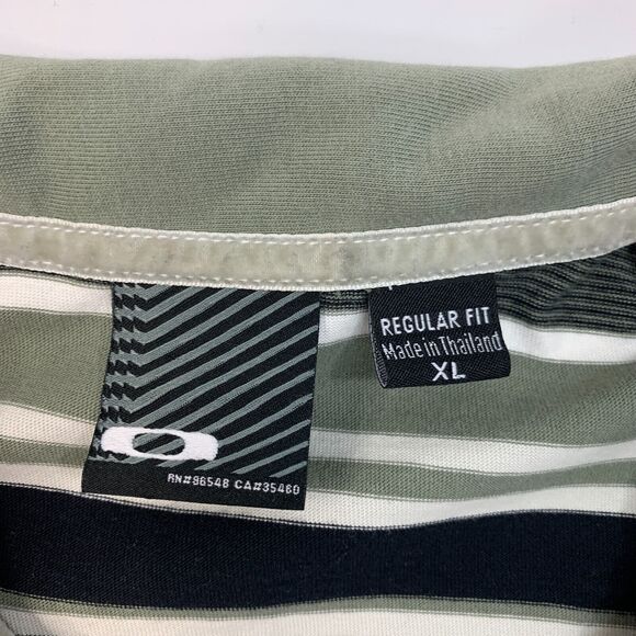 Oakley Prep Polo Shirt Mens XL Extra Large Herb Striped Regular Fit Short Sleeve - Picture 4 of 12